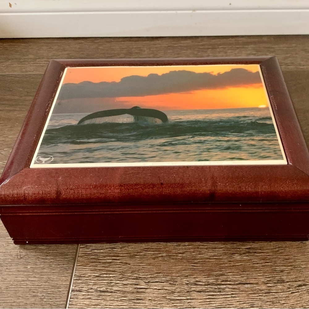 Vintage Wooden Jewelry Box With Ceramic Tile 4.5/6/10”